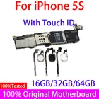 100% оригинальная разблокированная материнская плата для iphone, 16 ГБ32 ГБ64 ГБ для iphone, системная плата сбез Touch ID, бесплатный iCloud Full 5 S