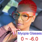 Прозрачные очки для близорукости 2021 модные красочные круглые оправы для очков женские компьютерные декоративные очки для зрения минус-1 -2