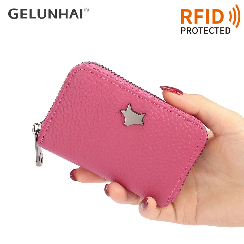 RFID Блокировка защищенная натуральная коровья кожа кошельки 12 слотов для карт