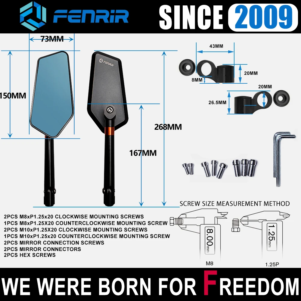 Боковое зеркало для мотоцикла Benelli TNT Leoncino Honda Kawasaki Z1000 Z900 Z800 Z750 Z650 Z400 Z250 Z125 Suzuki YAMAHA