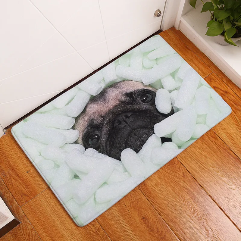 Zeegle милых Мопсов печатные дверные маты пола ковер детский Спальня коврик ног