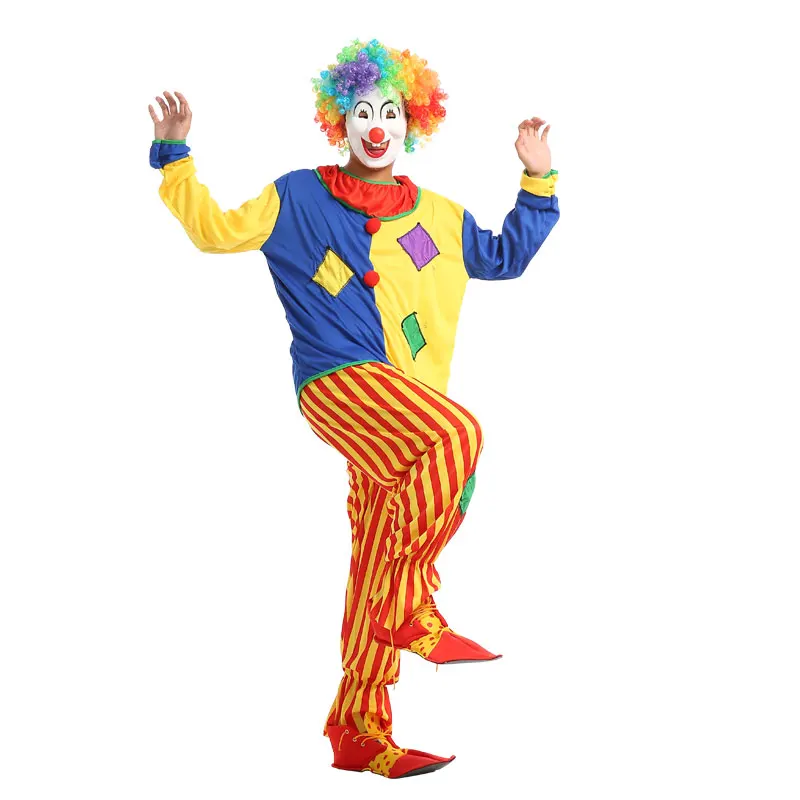 Костюм клоуна для взрослых Забавный цирк озорной Арлекин Униформа косплей