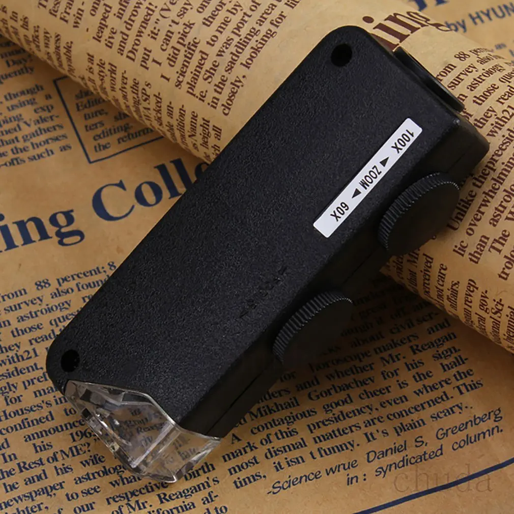 

Mini 60x-100x Illuminated Zoom Pocket Microscope Magnifier Loupe Manual Adjustment Focus For Perfect Vision Drop Shipping Sale