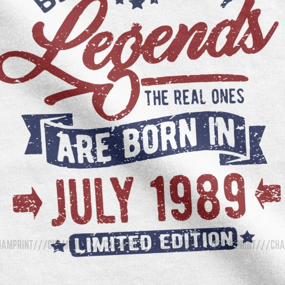 Мужская футболка Legends Born In July 1989 на день рождения Подарок годовщину с короткими