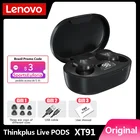 Оригинальные наушники Lenovo Xt91, беспроводные наушники, Bluetooth, стерео, бас, гарнитура с зарядным устройством 300 мА  ч, светодиодный дисплей, PK Airdots