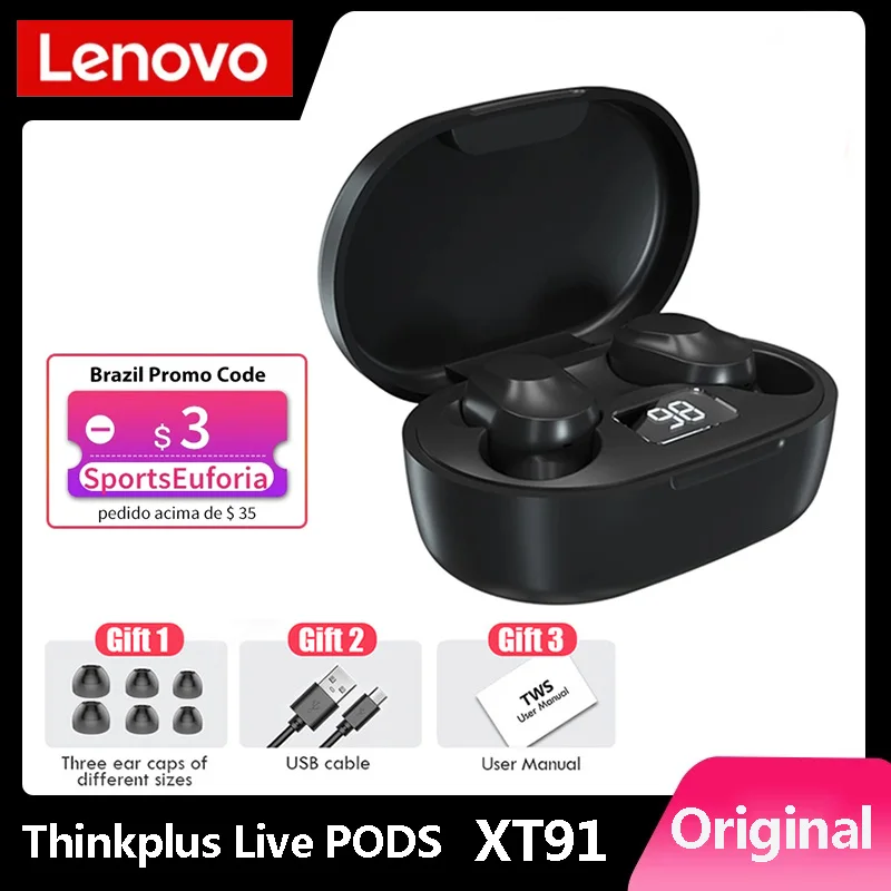 Популярные оригинальные наушники Lenovo Xt91 беспроводные Bluetooth стереогарнитура с