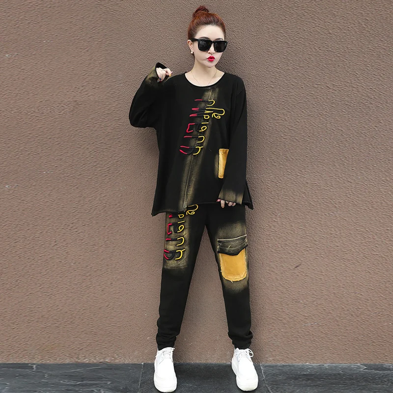 Женский джинсовый подиумный костюм винтажный спортивный из двух предметов