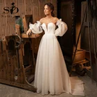 Платье Свадебное в стиле бохо, со съемными рукавами, легкое, цвета слоновой кости