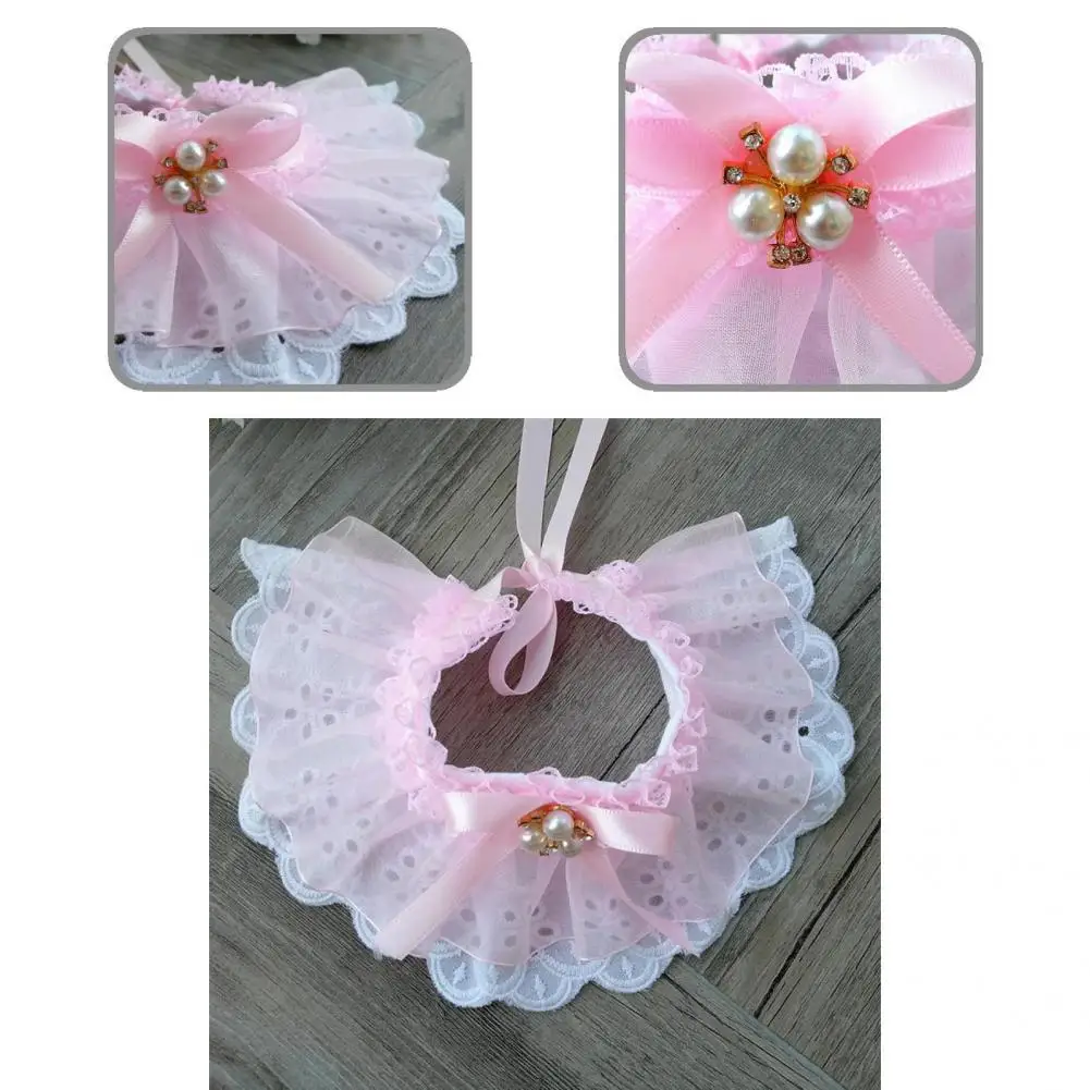 

Lightweight Good Adorable Cat Dog Lace Bandana Decor Attractive Puppy Bandana Multiple Layers for Daily Wear