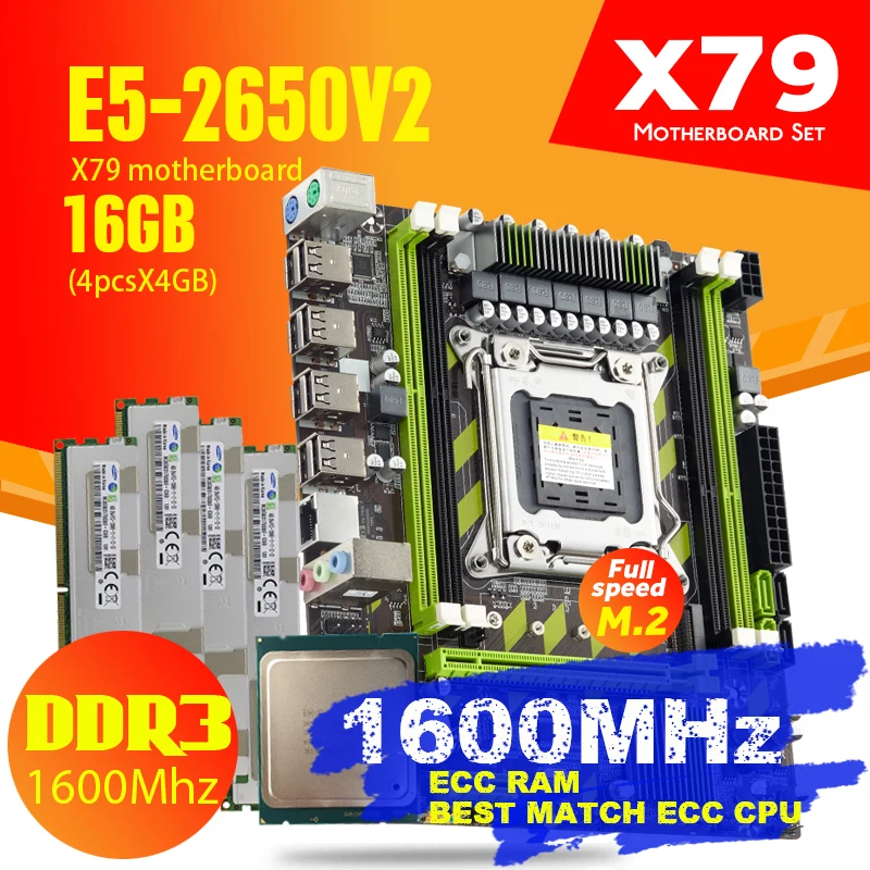 Ксеон E5 2650 V2 SR1A8 Процессор X79 G материнская плата LGA2011 комбо 4 шт. * Гб = 16 памяти DDR3
