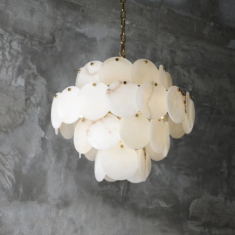 

New Chinese style living room all copper chandelier modern minimalist villa hall bedroom dining room marble lamps