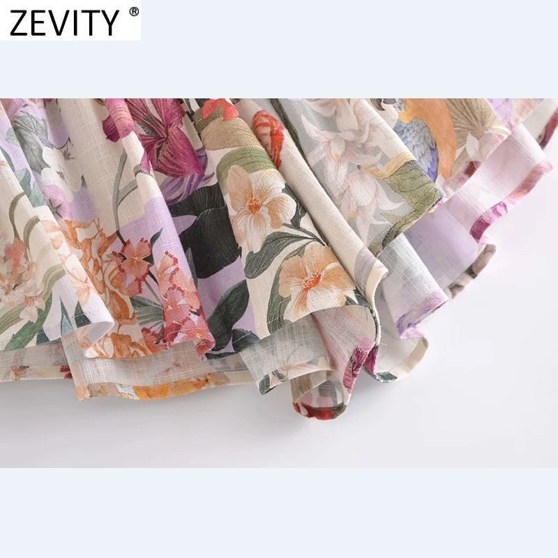 

Zevity New Women Fashion Floral Print Summer Ruffles Hot Skirts Shorts Femme Chic Elastic Waist Lace Up Pantalone Cortos P1028