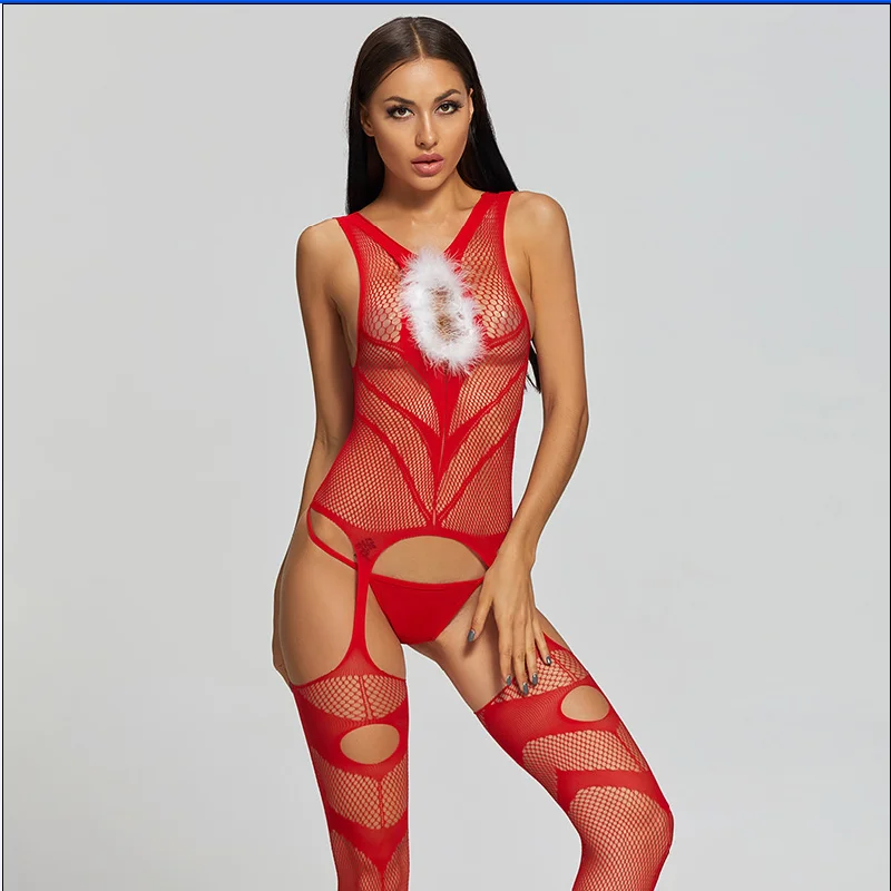 Сексуальные красные стринги для девушек прозрачные цельные чулки в сеточку