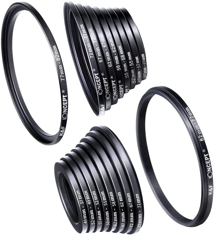 Lens Filter Step Up/down Adapter Ring Set 37-82mm 82-37mm For Canon Nikon Sony Dslr Camera Lens