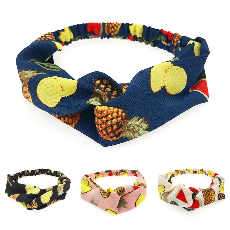 Повязка для волос с фруктовым принтом женская эластичная 2019 |