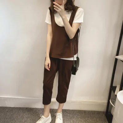 

Women's 2019 new fashion wide-leg pants suit summer Korean temperament foreign business wear loose vest three-piece set
