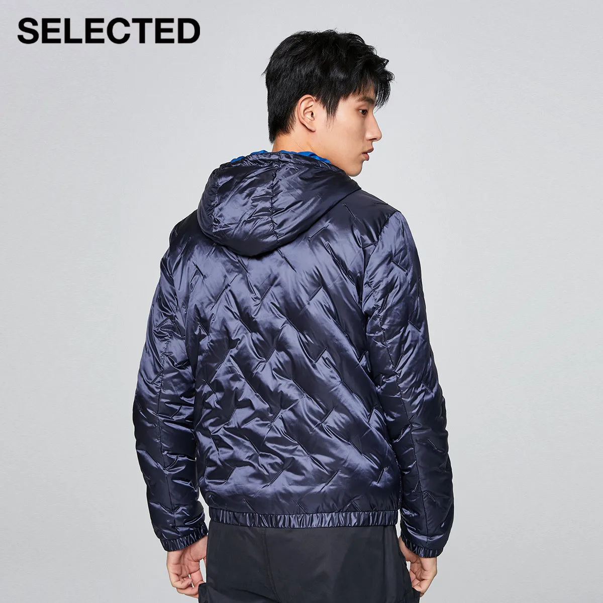 SELECTED Men's Winter Embroidered Hooded Duck Down Jacket S|419412510 | Мужская одежда