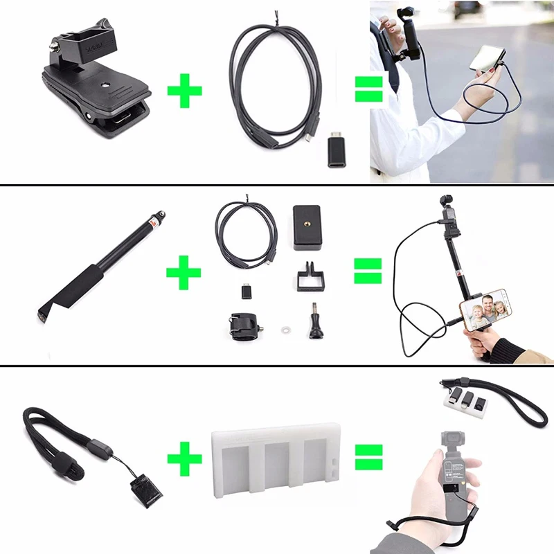 OSMO Pocket 2 Expansion Accessories Kit 20 in 1 Handheld Sport Camera Mounts Bicycle Mount Storage Bag for DJI Pocket 2 Camera