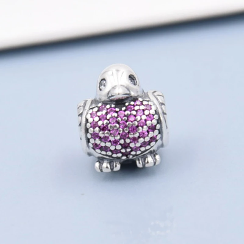 

Top Quality Vintage Cute Robin Animal Beads With Crystal Charm fit Women Bracelets & Bangles 925 Sterling Silver Jewelry