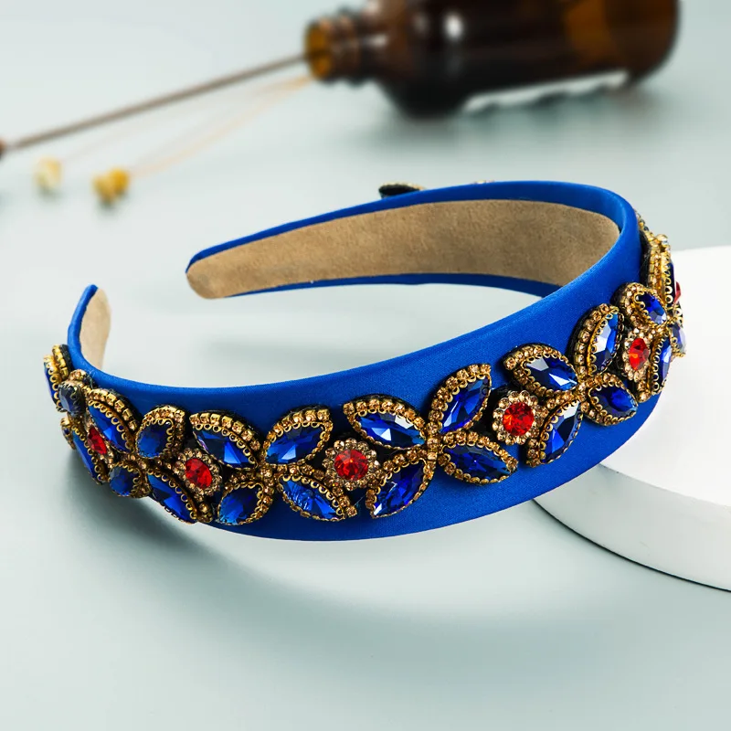 Ободок для волос Женский тканевый в стиле барокко со стразами цветные стразы |