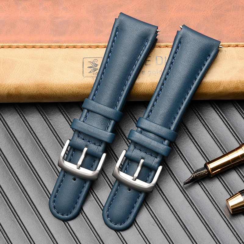 Genuine Leather Watch Band for Citizen Blue Angel AT8020-03L/Jy8085 Men's Leather Watch Strap Bracelet 22 23mm