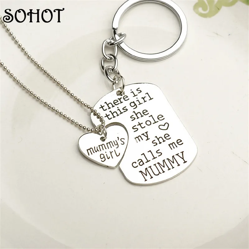 SOHOT ожерелье с подвеской в виде сердца для папы и мамы брелок набор украшений