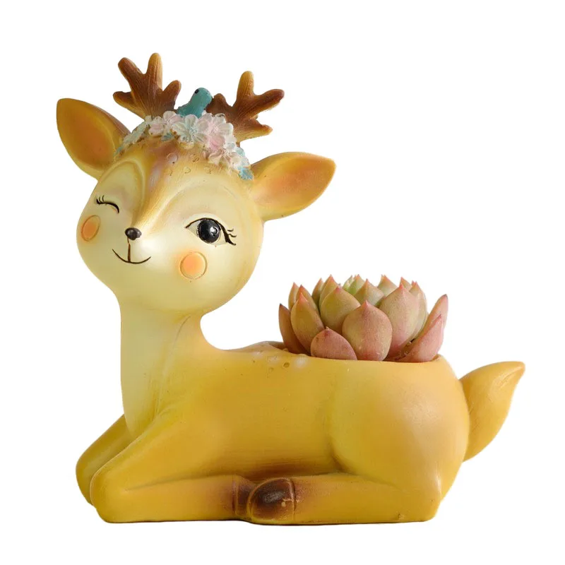 Садоводство мультфильм Sika олень мясистый цветочный горшок милый творческий