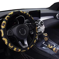 37 38cm car steering wheel cover daisy flower auto interior decoration knitted steering wheel cover universal car accessories