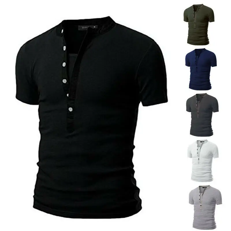 Модная мужская футболка приталенная Повседневная с V-образным вырезом и коротким