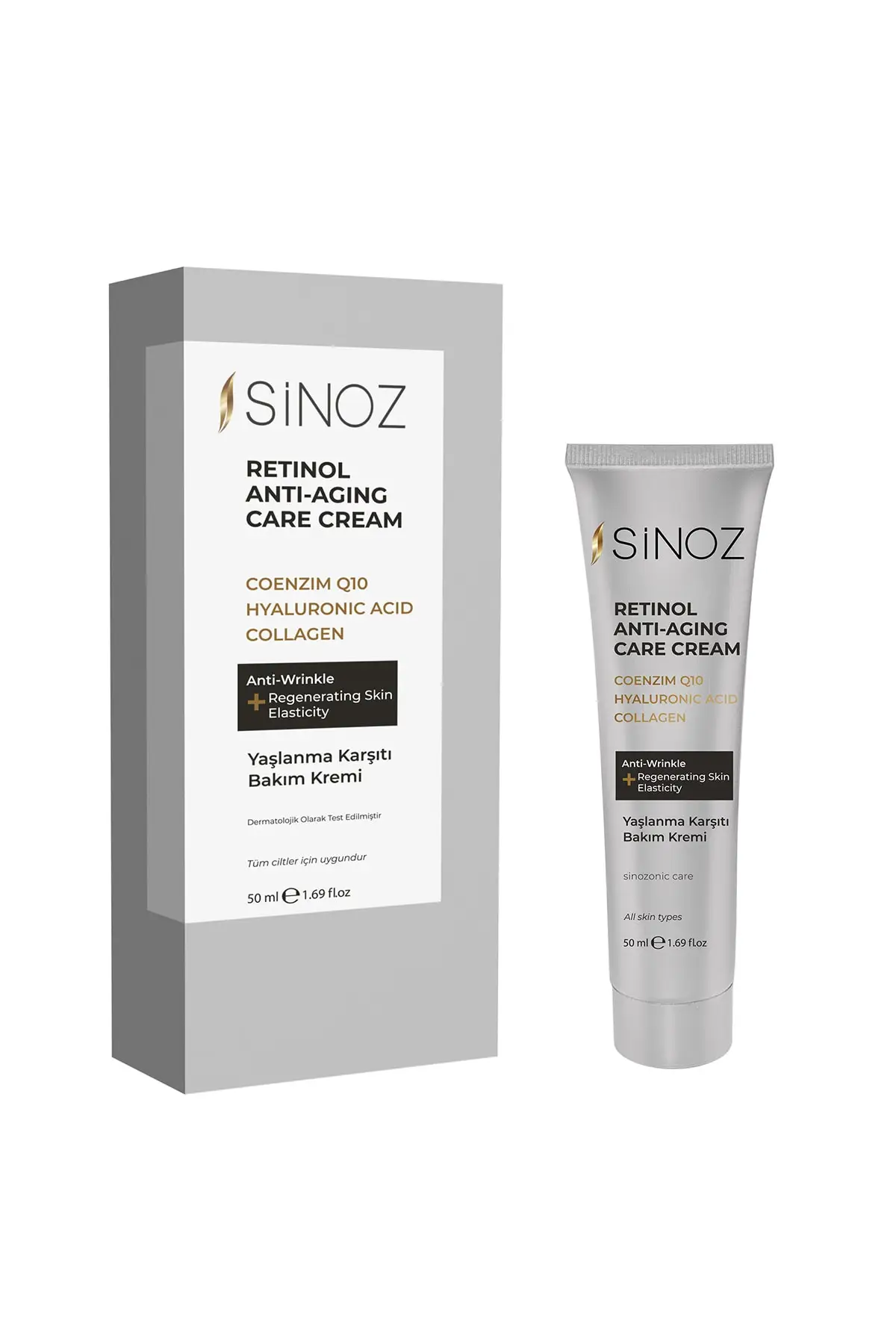 

Sinoz Anti-Aging Care Cream, Coenzyme Q10, antioxidant, sodium hyaluronate moisture, hydrolyzed collagen, anti-aging, 50 ml