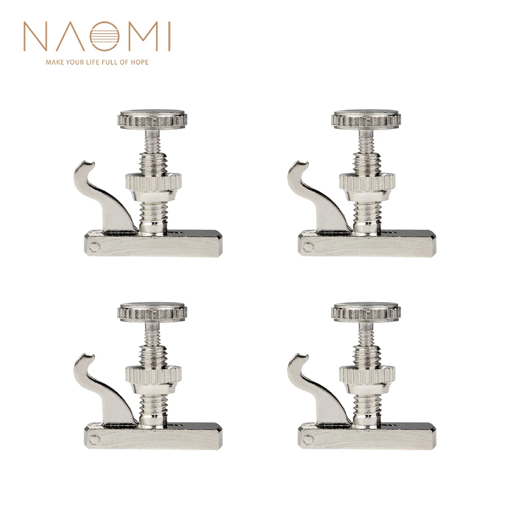 

NAOMI 4pcs/1set Hill-style Violin Fine Tuners Metal String Adjuster Nickel Plated Anti Rust For 4/4-3/4 Violin