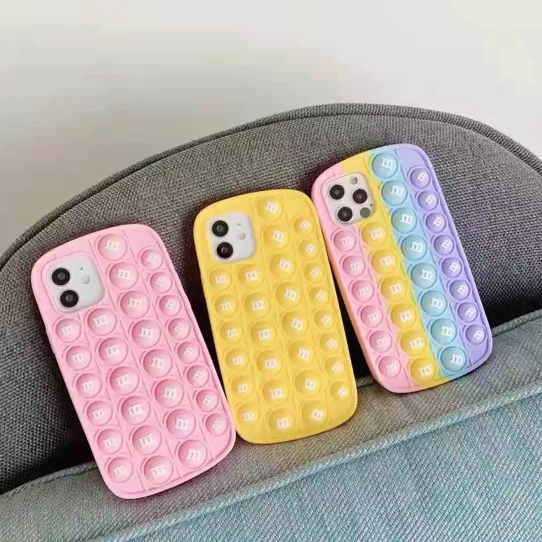 

Fidget Toys Reliver Stress Pop Bubble Phone Case For iPhone 1112 Pro Max Mini 7 8 6 6S Plus XR X XS MAX SE2020 Shockproof Cover