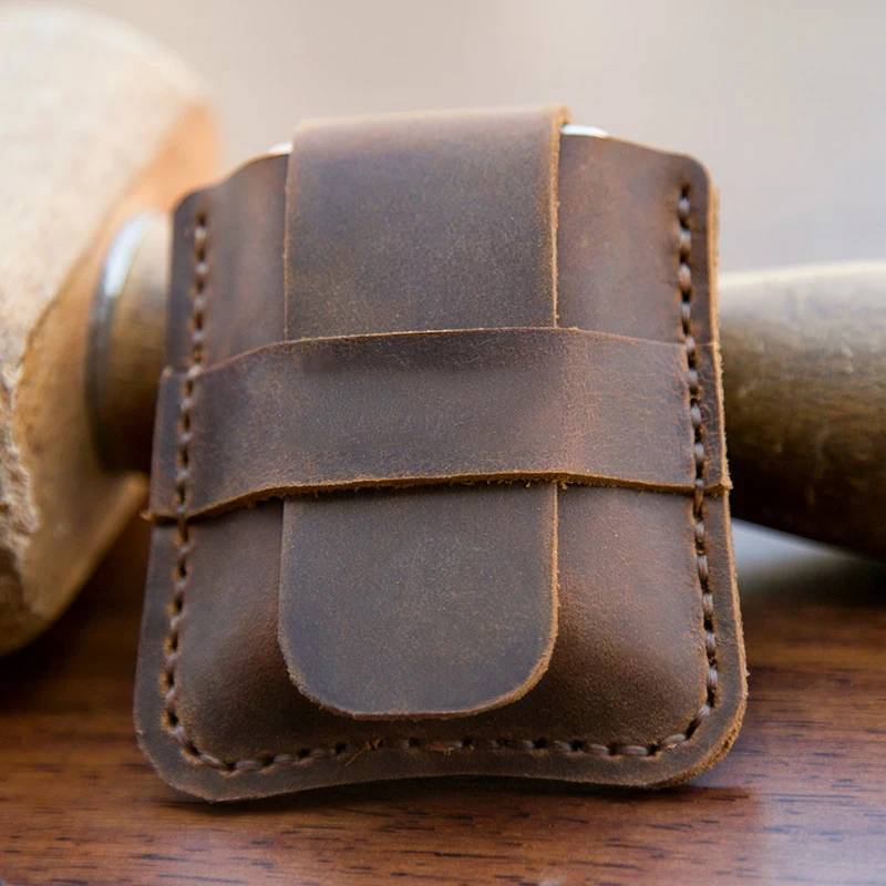 Чехол из воловьей кожи для зажигалки мужской Карманный чехол обычной плоской