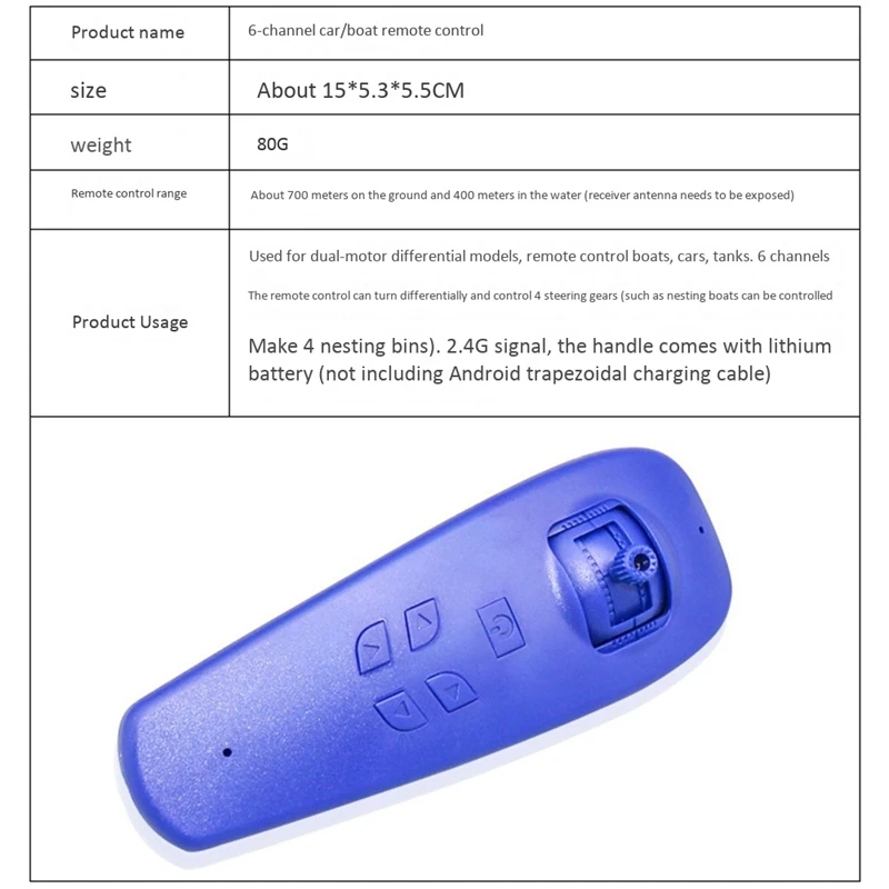 

Dual Motor Remote Kit 6 Channels Transmitter+2.4G Receiver 6CH Controller Receiving Module for RC Boats Parts