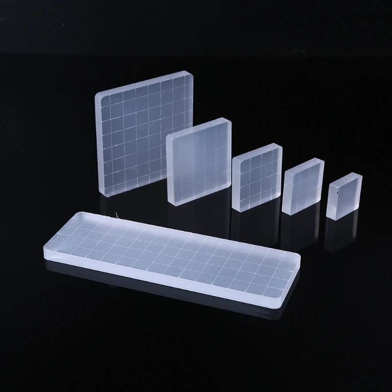 

6 Pieces Stamp Blocks Acrylic Clear Essential Stamping Tools Set with Grid Lines Handle for Scrapbooking Crafts