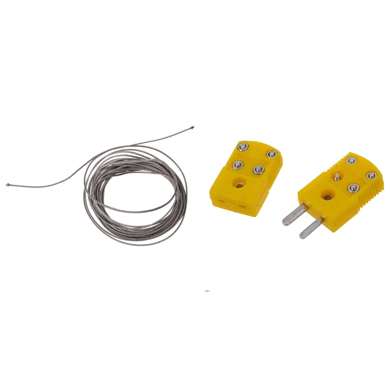 

Yellow Plastic Shell K Type Thermocouple Plug Socket Connector Set With Metal K Type Thermocouple Extension Wire