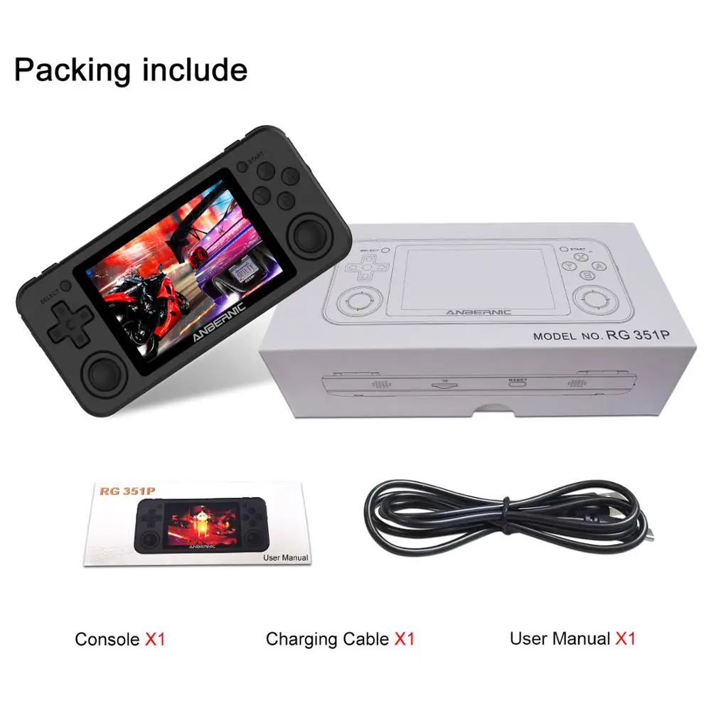 HANHIBR RG351P Ретро игровая консоль RK3326 64G с открытым исходным кодом PS1Video Game Handheld 3 5