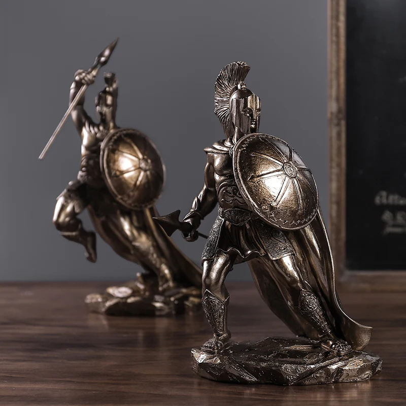 Греческий бог войны Спарта скульптура рыцаря персонажа статуя смолы Art&Craft рабочего стола Ретро воин статуэтки украшения дома R2754