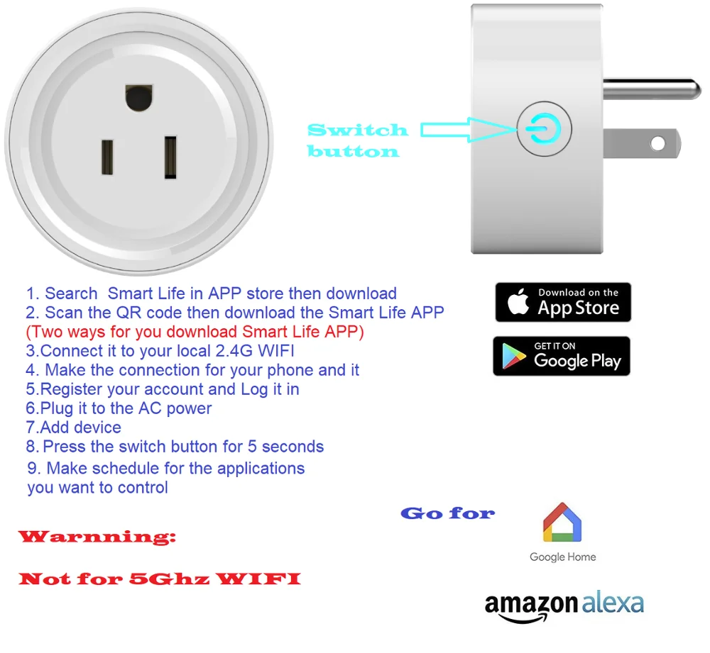 Мини переключатель Wi Fi работает с Alexa Google Home и IFTTT розетка дистанционного