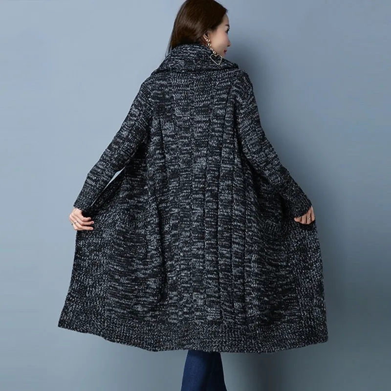 Новинка кардиган с воротником-шарфом женская накидка длинным рукавом пальто