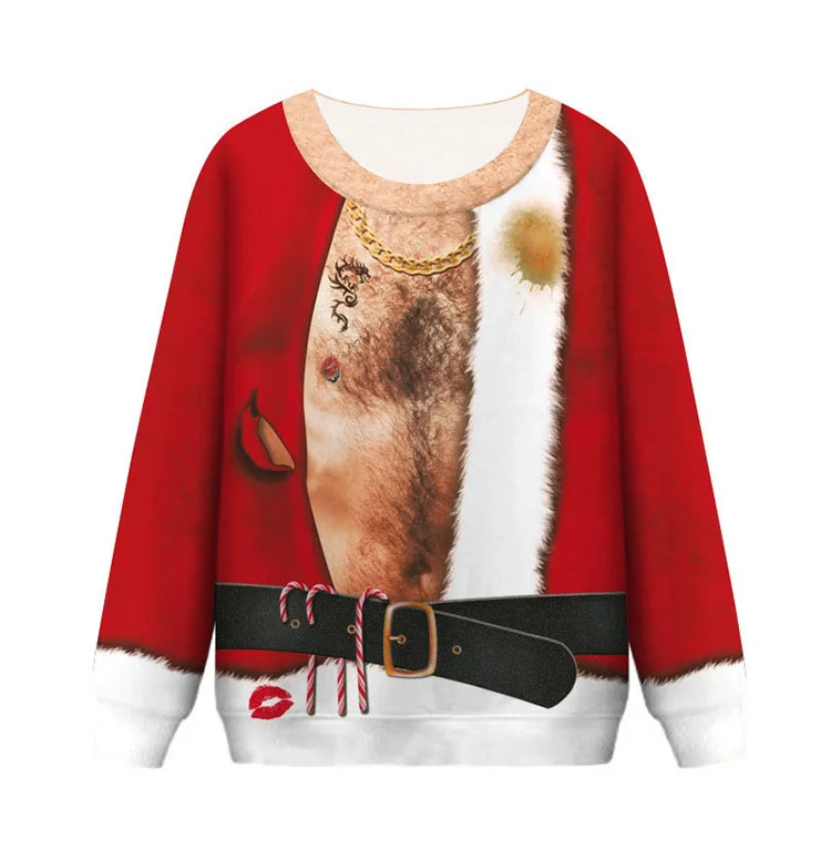 Size B Ugly Christmas Sweater Christmas Novelty Autumn Winter Blouses Clothing Santa Claus Printed Loose Sweater Men Women Pullover - Цвет: Size B