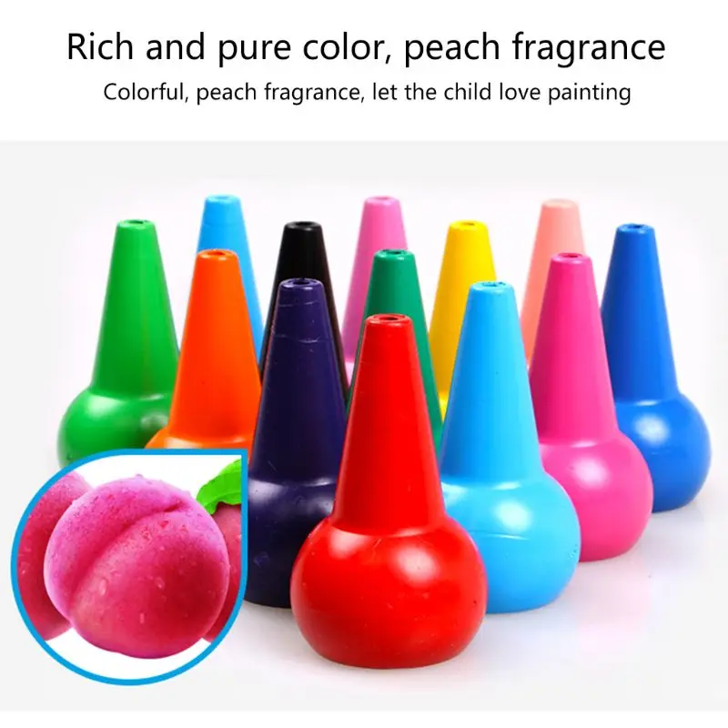 

12 Colors 3D Finger Crayons Non Toxic Washable Painting Drawing Wax for Toddler Baby Kids Stackable Educational Art Supplies