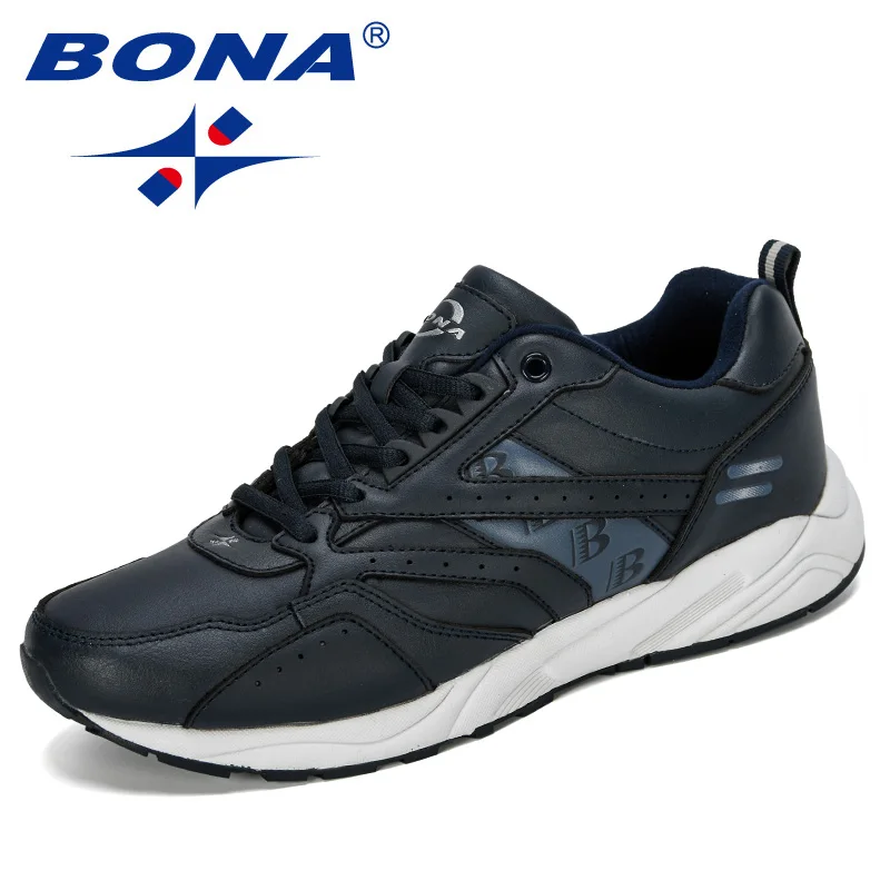 BONA New Designers Cow Split Running Shoes Men Outdoor Sneakers Shoes High Quality Breathable Shoes Jogging Tennis Shoes