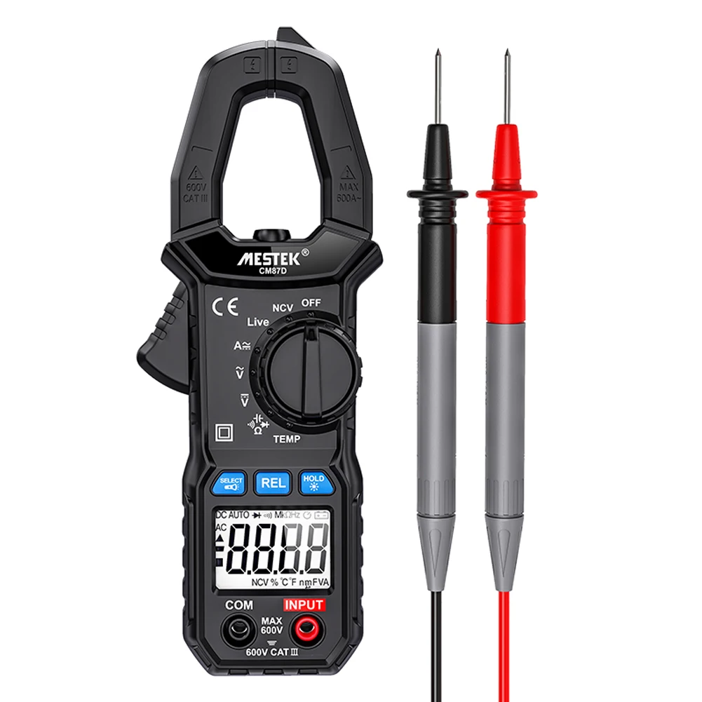 

6000 Counts Digital Clamp Meter Multimeter NCV Direct Current AC Voltage Current Temperature Capacitance Resistance Frequency