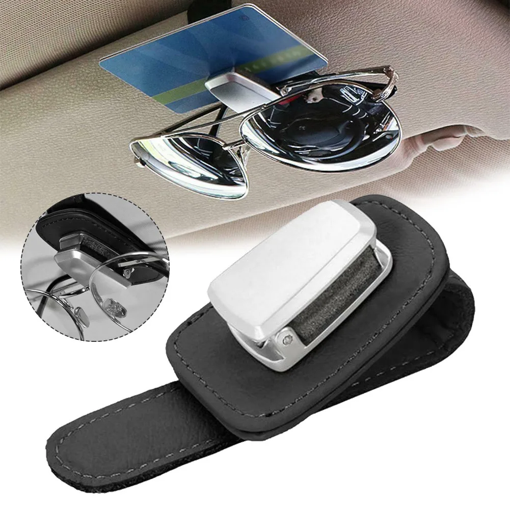 

Universal Clip Accessories Glasses Auto Car Card Holder Leather Metal Receipt