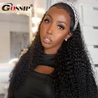 Волнистые парик с головной повязкой парики из натуральных волос бразильский вьющиеся парики из натуральных волос с Африканской структурой, Gossip Волосы Remy парики для чернокожих Для женщин 150% Плотность