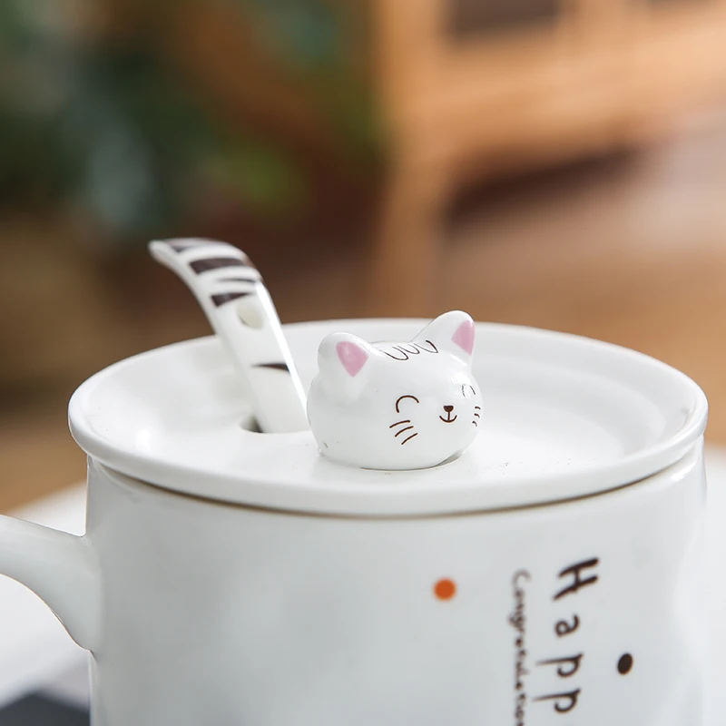 Кружка с ложкой и крышкой белая | Дом сад