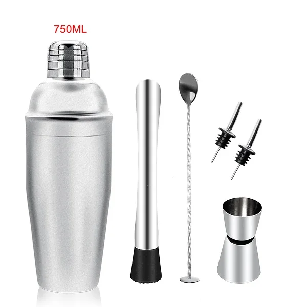 750ML 250/350/550/750 мл Нержавеющая сталь коктейльное барный шейкер набор Бостон-Шейкер для ликера вина смеситель комплект с ложкой и заливщик льда щипцы инструмент - Цвет: 750ML