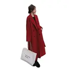 Красный шерстяной Блейзер, Женское пальто средней длины на осень и зиму, новинка 2021, темпераментное плотное шерстяное пальто, женские пальто d87