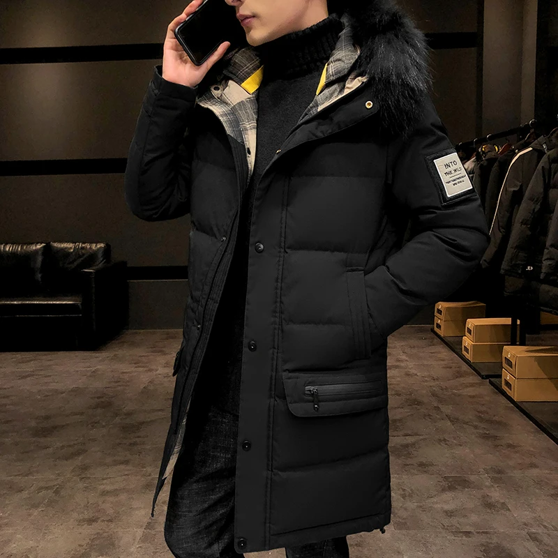 Мужская хлопковая куртка с капюшоном, теплая хлопковая куртка средней длины, большие размеры, Осень-зима 2022